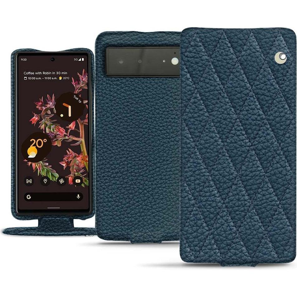 Noreve Lederschutzhülle vertikal (Google Pixel 6), Smartphone Hülle, Blau