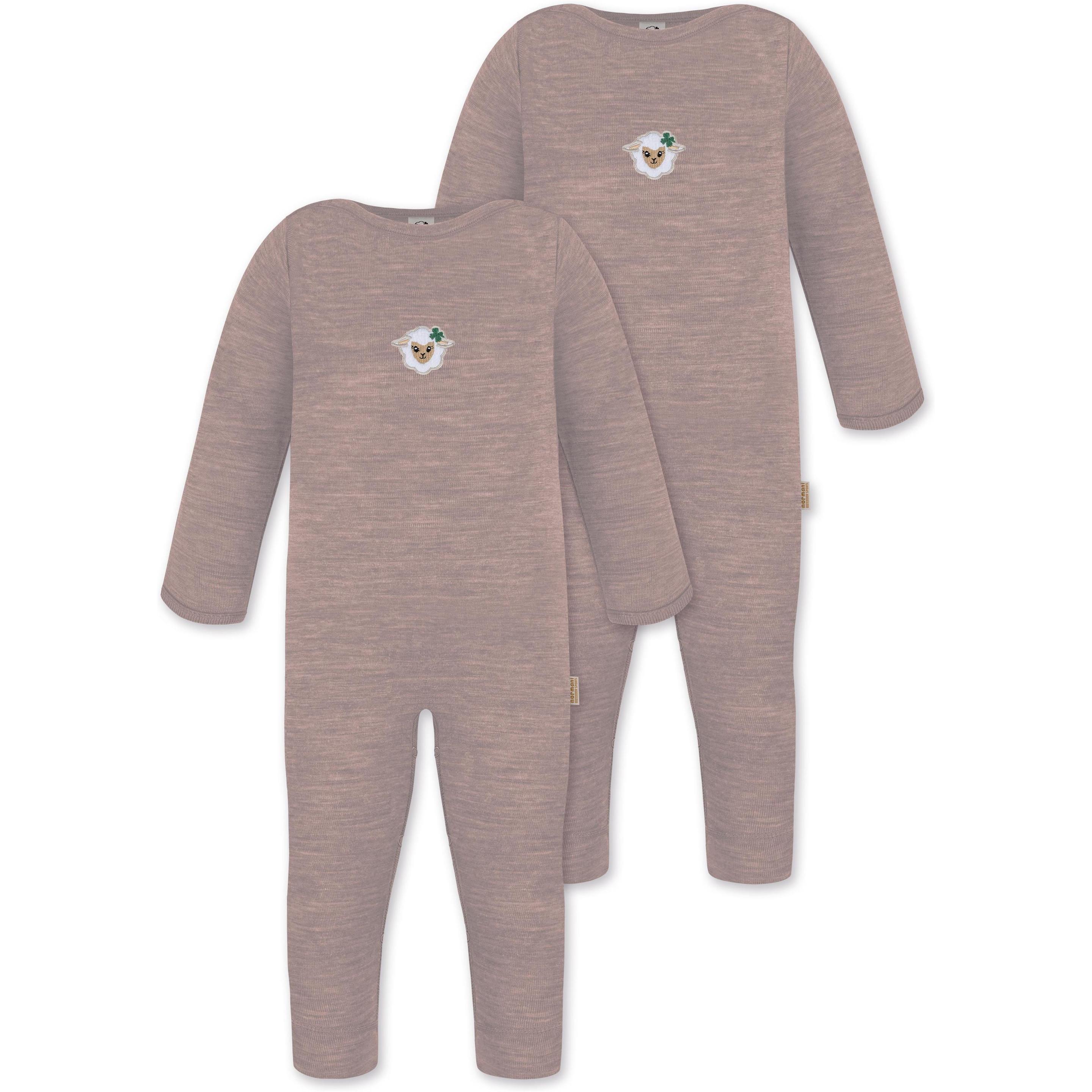 Normani, Herren, Strampler, 2er Pack Baby Merino Strampler „Tangoio" - 9593, Rosa, (62)