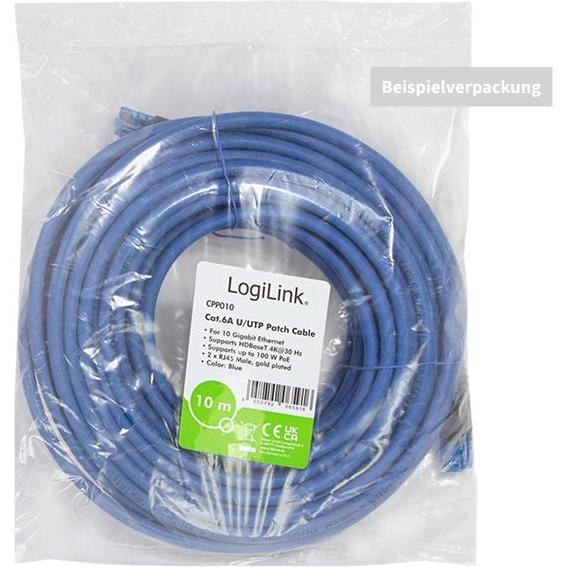 Thumbnail - LogiLink Premium Patchkabel, Kat.6A, U/UTP, blau, 5,0 m ungeschirmt, starre Kupferadern, geeignet für 10G/... (U/UTP, CA...