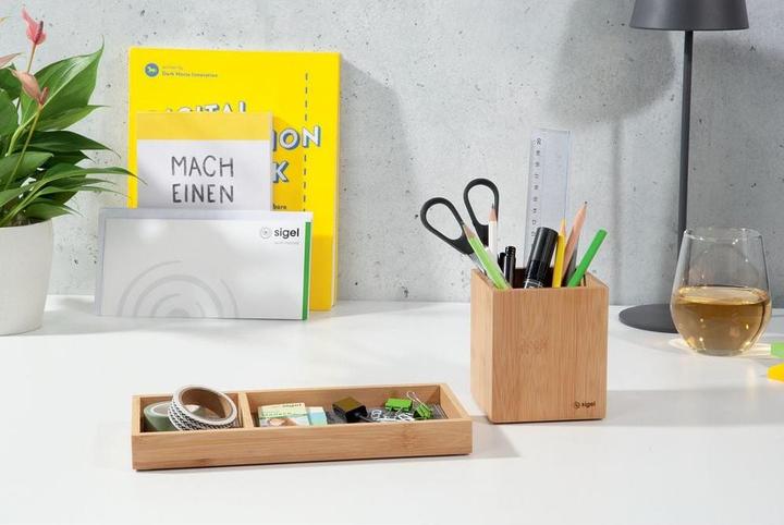 Actual product image Sigel Pencil Cup Eyestyle, bamboo nature, bamboo, 92x106x92 mm, 1 pc.