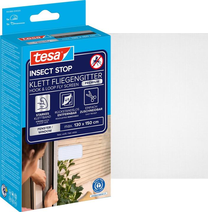 Actual product image tesa Insect screen COMFORT for windows, with Velcro tape, self-adhesive, without drilling (130 x 150 cm)