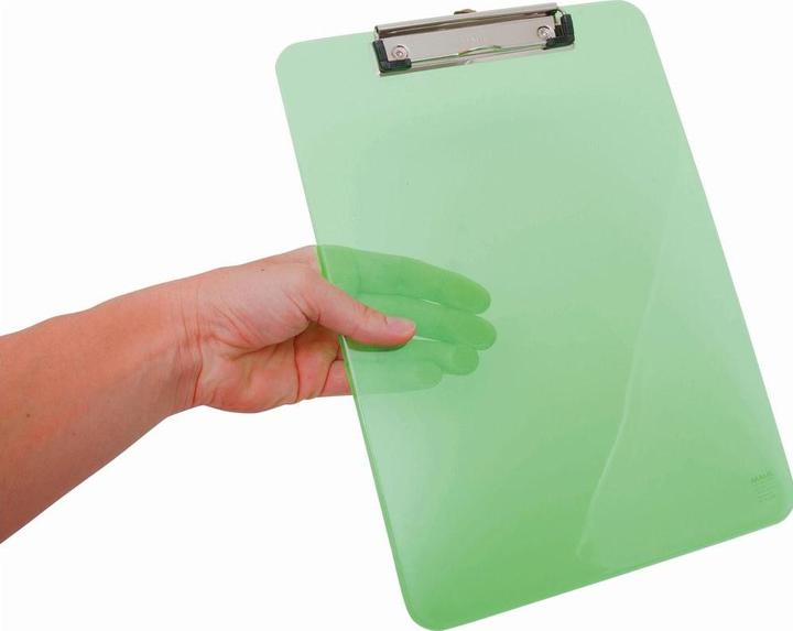Image du produit Maul Planchette à pince fluo, DIN A4, vert transparent en plastique, pince plate à étrier nickelé (22,6 x 31,8 cm)