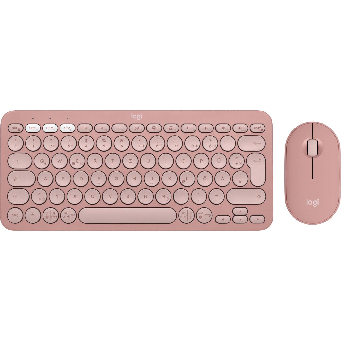 Logitech Kiezel 2 Combo (DE, Draadloze), Toetsenbord, Roze