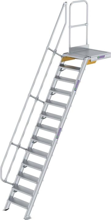 Produktbild Munk Treppe mit Plattform 60° Stufenbreite 600 mm 13 Stufen Aluminium geriffelt (Gerüst, 60 cm)