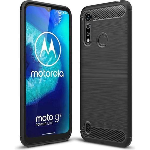 MU Style Carbon Fiber TPU Softcase Series (Motorola Moto G8 Power Lite), Smartphone Hülle, Schwarz