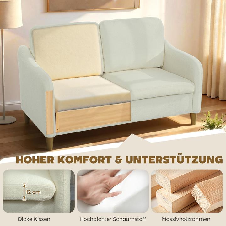 Produktbild Homcom Sofa Polyester, Eukalyptusholz Cremeweiss (2-Sitzer)