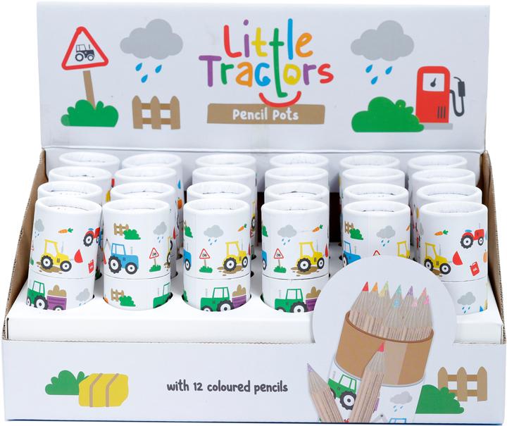 Image du produit Puckator Pot à crayons Little Tractors avec 12 crayons de couleur (12x)