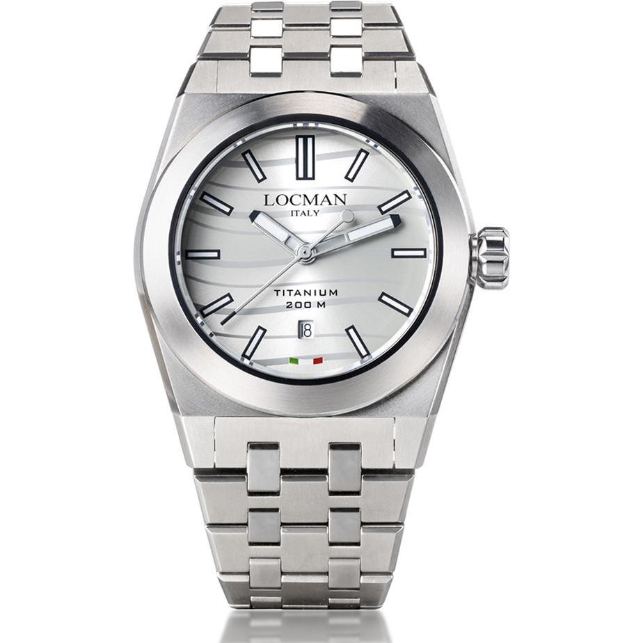 Locman, Armbanduhr, Italy Herrenuhr Stealth Titanio Ref. 0223T06S, Silber, (Analoguhr, 42 mm)