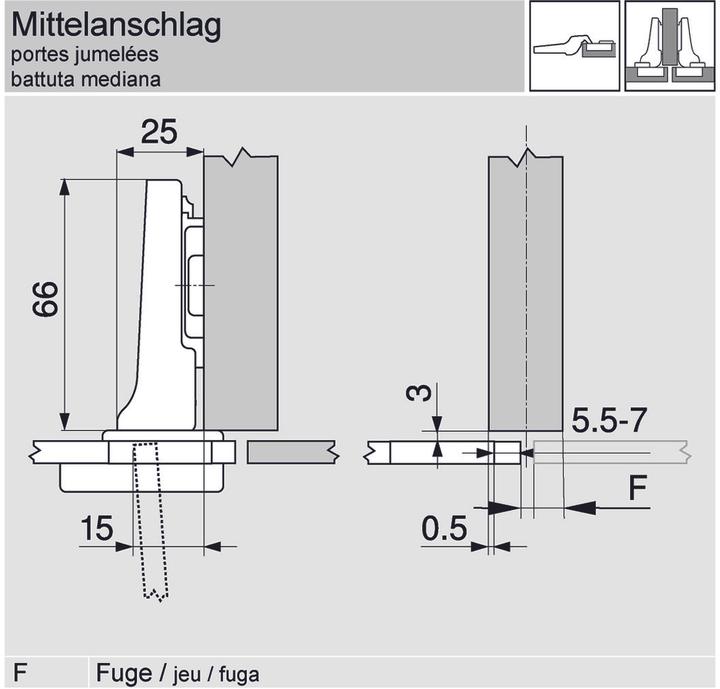 Actual product image Blum Pot hinges CLIP top, glass door hinge 94 °