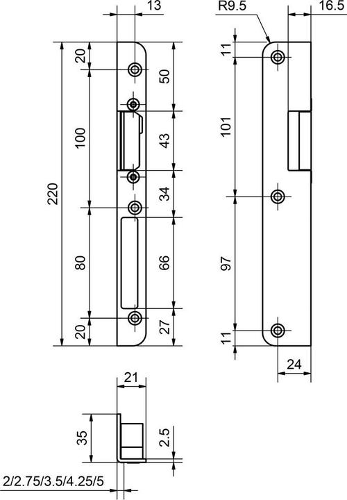 Produktbild Glutz Winkelschliessbleche E-1123 (Türgriff)