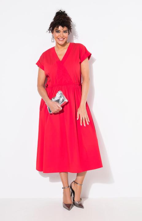 Produktbild Ulla Popken Maxikleid, Popeline, V-Ausschnitt, Halbarm, Taschen (54)