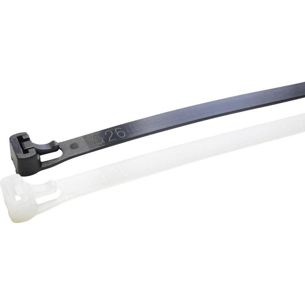WKK, Kabelbinder, 50031 Kabelbinder 150 mm 7.60 mm Schwarz Lösbar, UV-stabilisiert, beständig (Kunststoffkabelbinder, 15...