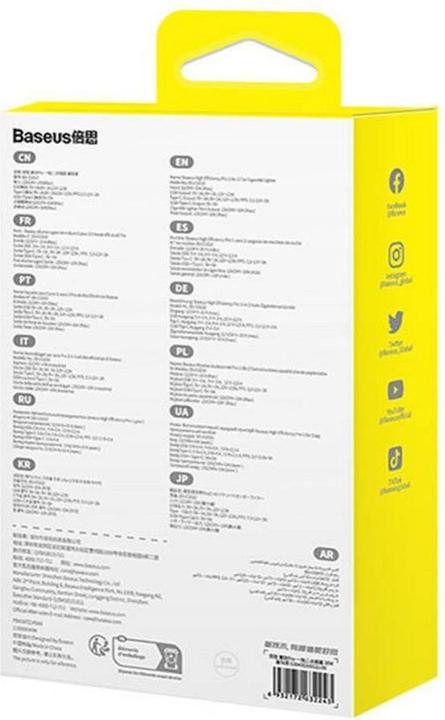 Immagine prodotto Baseus Accendisigari per auto 1 per 2 ad alta efficienza Pro 30 W (nero)