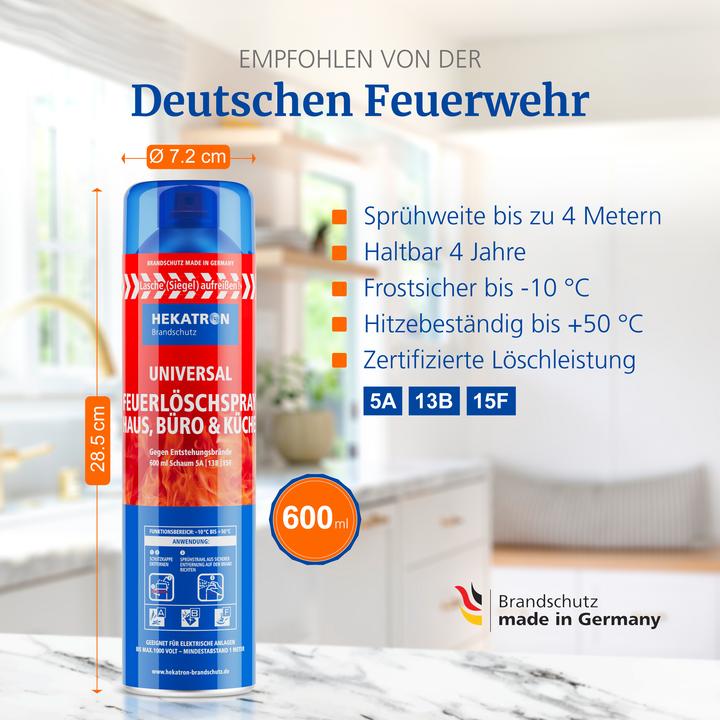 Produktbild Hekatron 31-6900086-01-XX Universal Löschspray gegen Entstehungsbrände – Brandschutz für Haushalt, A (A)