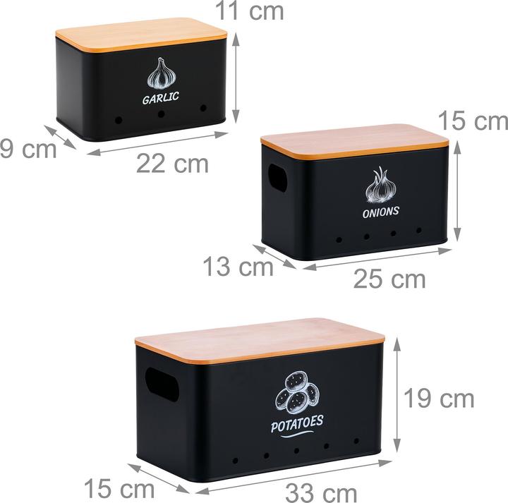 Actual product image Relaxdays Aufbewahrungsbox 3er Set Bambusdeckel