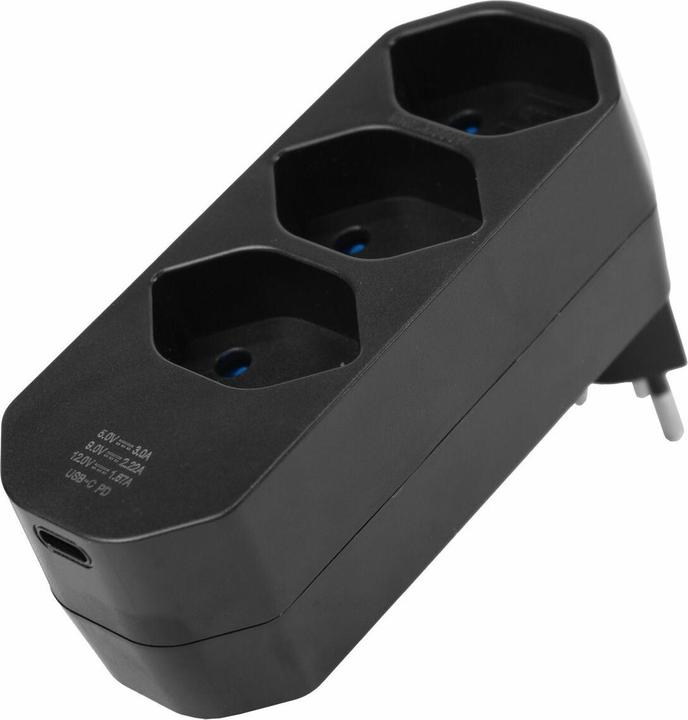 Image du produit Steffen Adaptateur multiple MANTA 3xT13 + 1xUSB-C PD pivotant 320° sw (Type 13, USB-C, 4x)