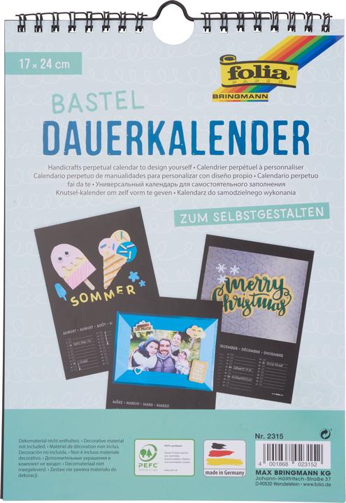 Image du produit Folia Calendrier permanent petit noir (Spécial, Allemand)