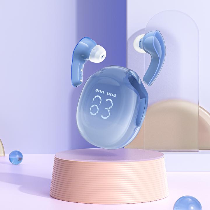 Actual product image Acefast Earphones TWS T9, Bluetooth 5.3, IPX4 (glacier blue) (6.50 h, Cable)