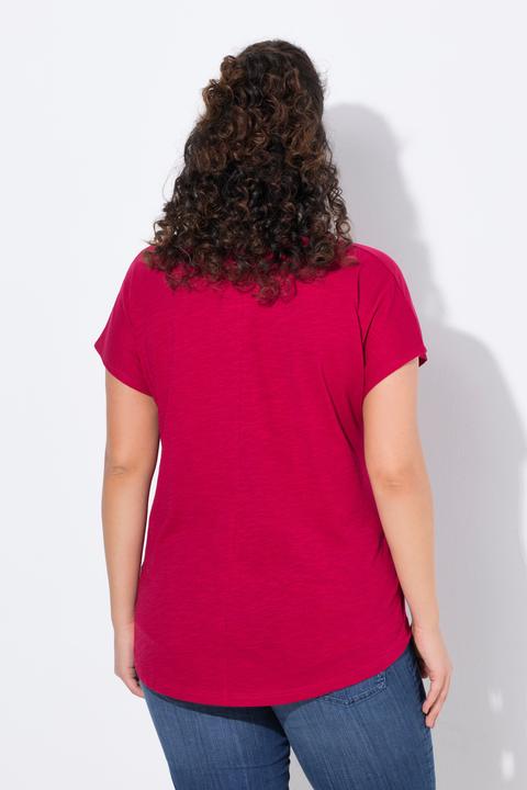 Immagine prodotto Ulla Popken T-shirt dal taglio oversize con design metallico con animale, scollo a girocollo e mezze maniche (58)