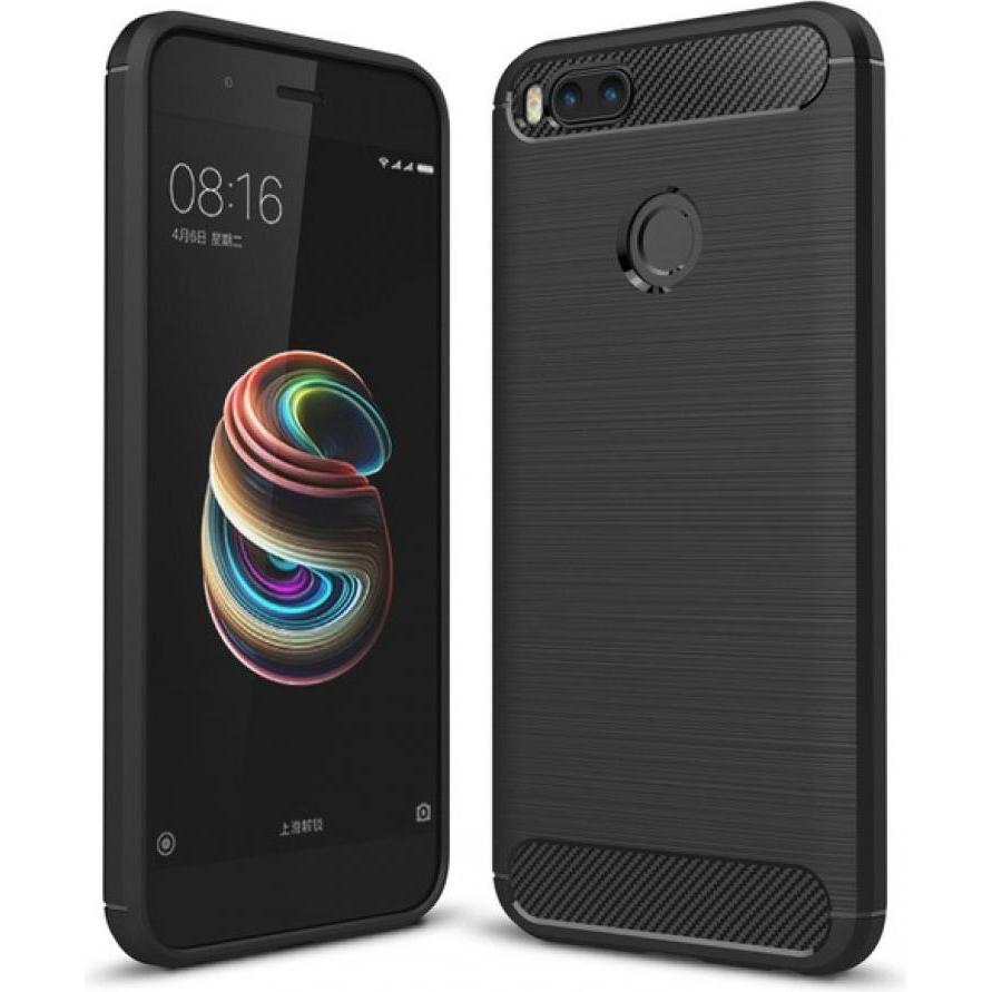 Screenguard Xiaomi Mi A1 Hülle Carbon Brushed Soft TPU (Xiaomi Mi A1), Smartphone Hülle, Schwarz