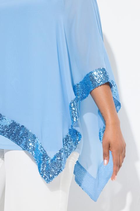 Produktbild Ulla Popken Bluse, Chiffon-Überwurf, U-Boot-Ausschnitt, 3/4-Arm (50, 52)