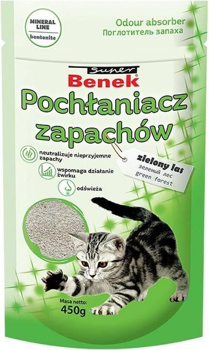 Certech Odour Absorber Super Benek Green Forest 450 g (Antibacterial, Non-dusting, Non-clumping, 0.45 kg)