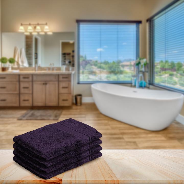 Produktbild Casativo 4er-Set Waschhandschuhe aus 100% Baumwolle, Waschlappen mit Schlaufe, aubergine (21 x 16 cm)