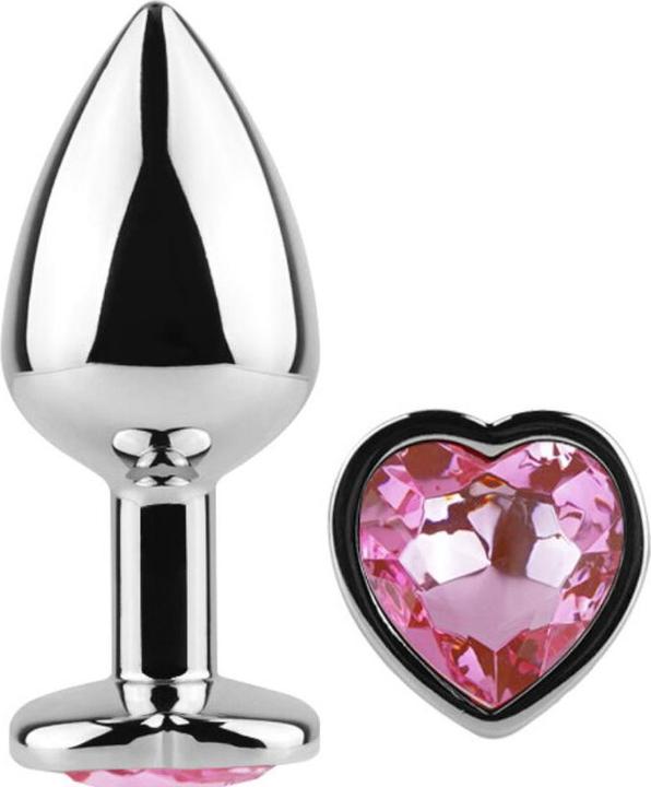 Actual product image Secret play Metal Butt Plug Fuchsia Heart Small Size 7 cm