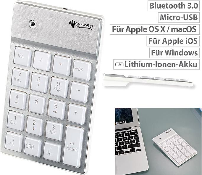 Produktbild GeneralKeys Nummernblock mit Bluetooth (Nummernblock, Kabellos)