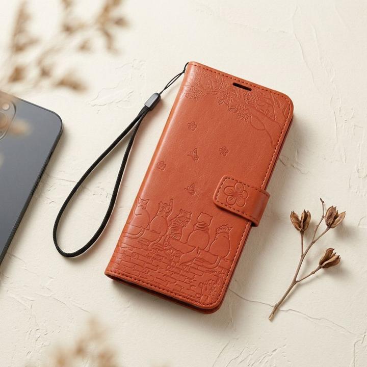 Produktbild OEM Back panel cover MEZZO Book case for IPHONE 17 PRO MAX cats brown (Apple iPhone 17 Pro Max)