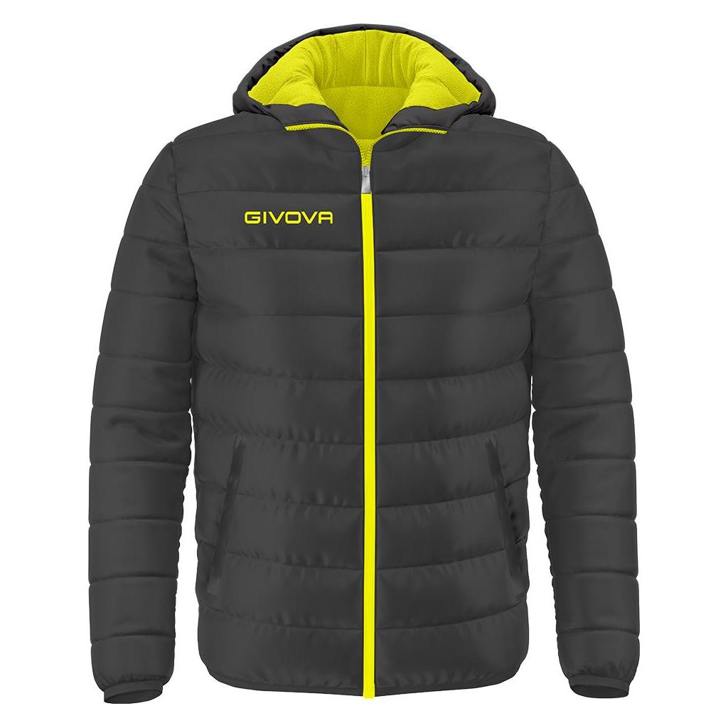 No Name, Herren, Winterjacken, Givova Olanda Jacke Grau-lime Fluo G013 2319, Grau, Gelb, (L)