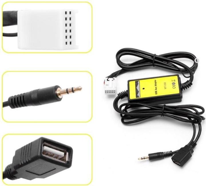 Actual product image ACV USB and AUX adapter for VW, Skoda, Seat with Quadlock 12-pin connector