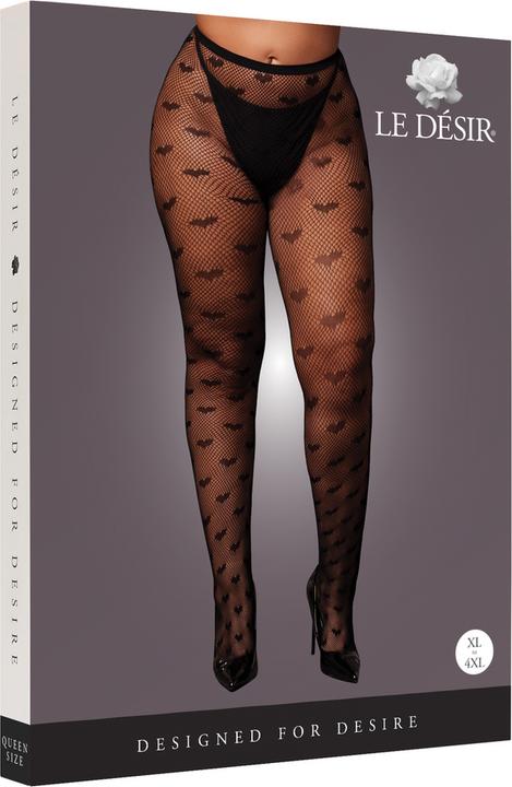 Actual product image Le Désir Heart Patterned Tights - Plus Size - Black (4XL)