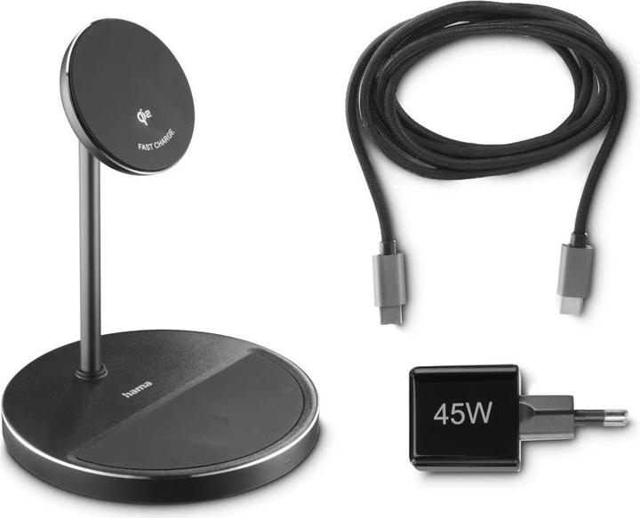Image du produit Hama Kabelloses Qi2-Ladegerät, induktiv Schnellladen, 2in1-Ladestation, 15 W (15 W)