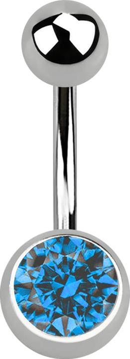 Immagine prodotto Star Piercing Banana argento con sfera e cristallo azzurro (Titanio, senza ottone)