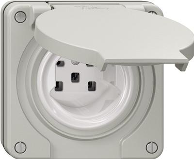 Actual product image Feller Socket outlet T25 UP wet IP55/21 grey