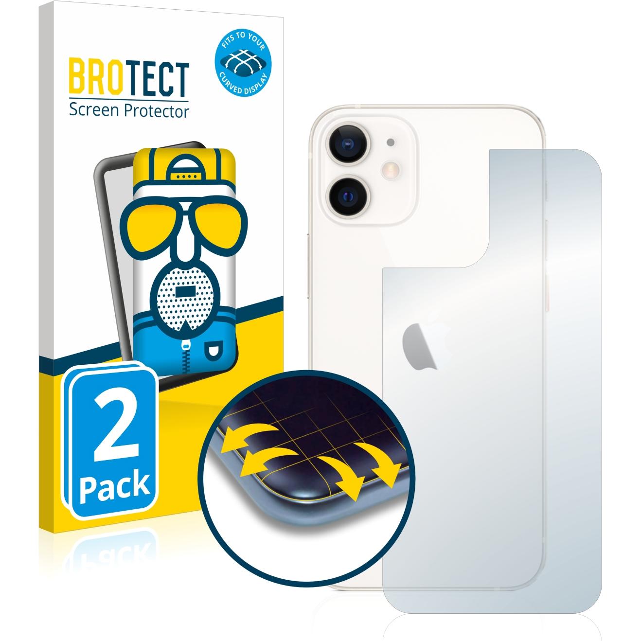 BROTECT Full-Cover Displayschutz Matt (2 Stück, Apple iPhone 12 mini), Smartphone Schutzfolie, Grau