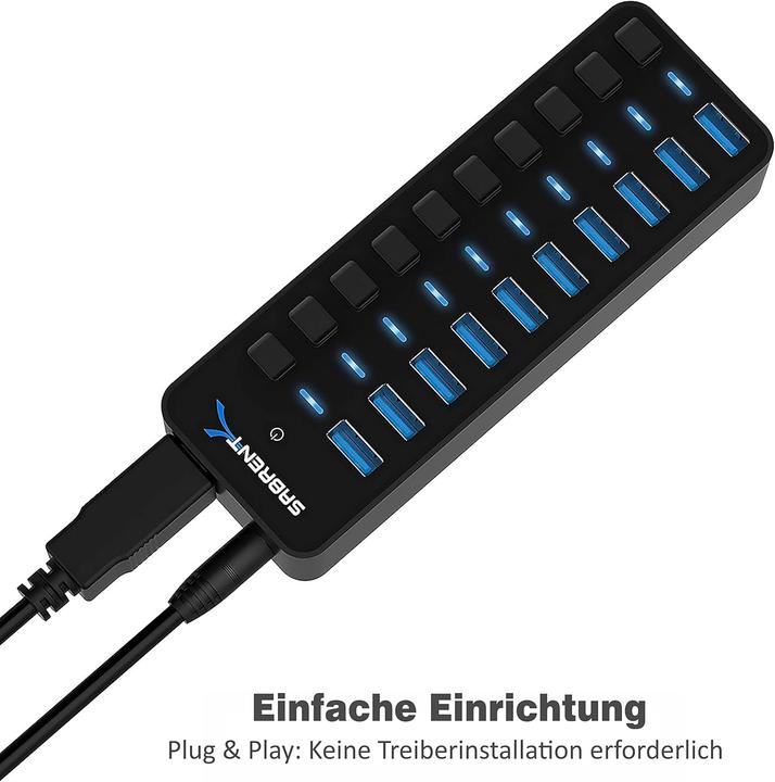 Actual product image Sabrent HB-BU10 USB-Hub 3.0 mit Netzteil, 10 Ports (USB-C, 10 Ports)