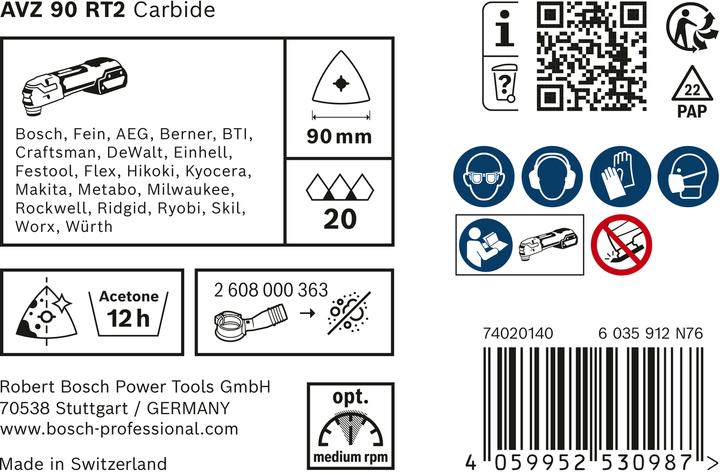 Produktbild Bosch Professional Zubehör EXPERT Sanding Plate AVZ 90 RT2 Blatt für Multifunktionswerkzeuge, 90 mm, 10-tlg. (P20)