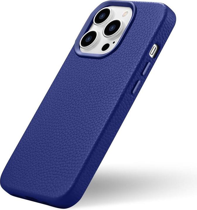 Actual product image iCarer litchi Premium leather case for iPhone 14 Pro max. magnetic leather case with magSafe dark bl (Apple iPhone 14 Pro Max)