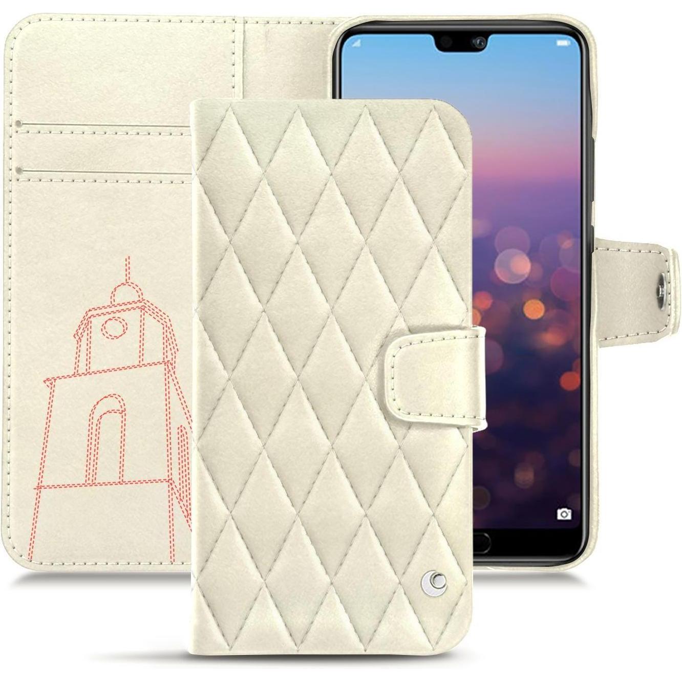 Noreve Lederschutzhülle Wallet (Huawei P20), Smartphone Hülle, Weiss