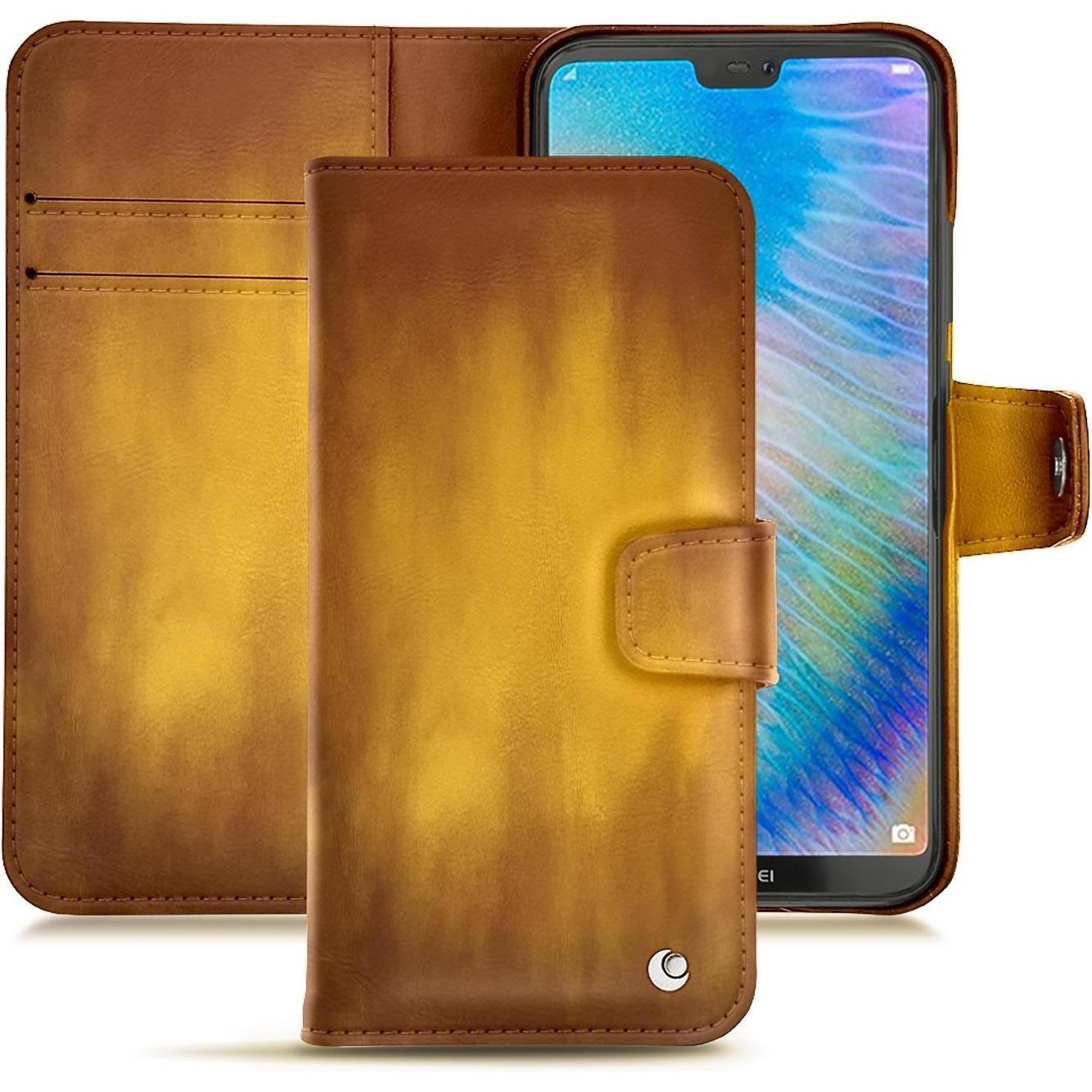 Noreve Lederschutzhülle Wallet (Huawei P20 Lite), Smartphone Hülle, Gold