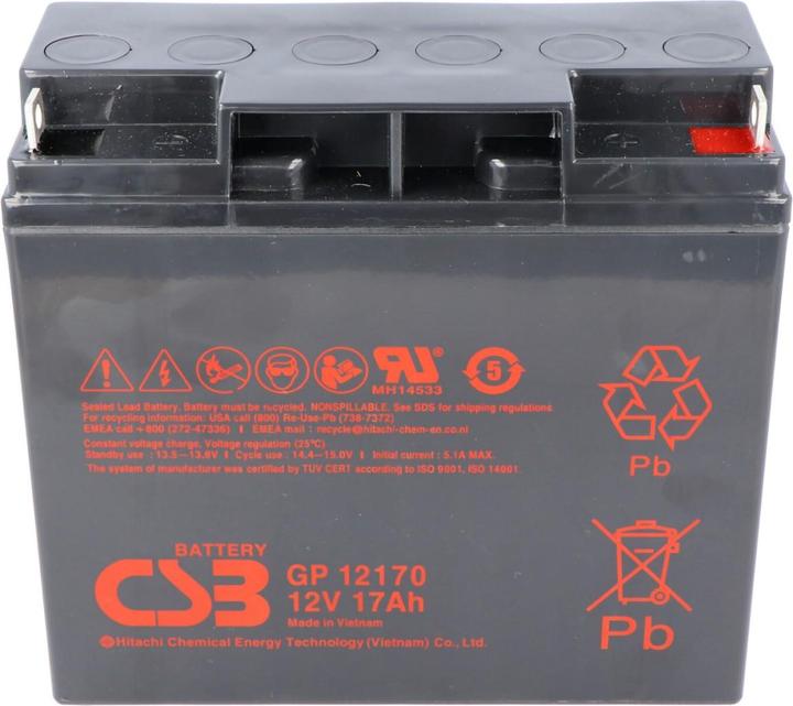 Produktbild CSB GP12170 12 Volt AGM Bleiakku 17Ah, 181x76x167mm M5 Flachpol - M5 B/N 5 Jahres Type + Standby (17000 mAh)