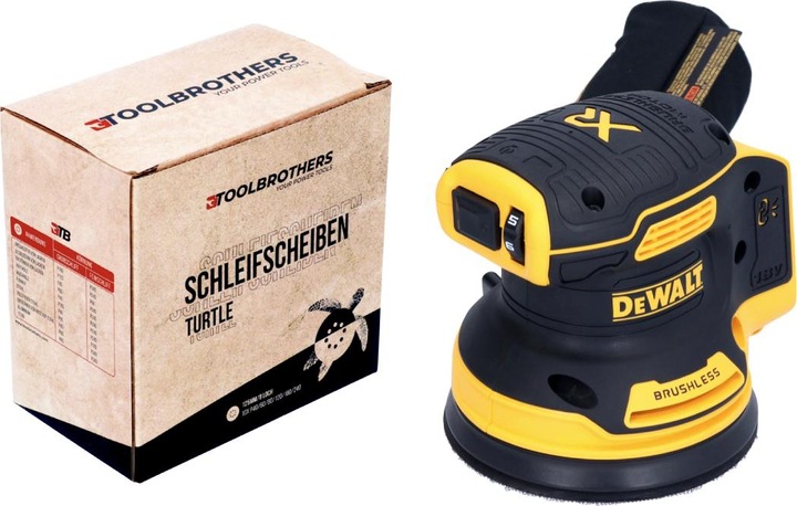 Productafbeelding DeWalt DCW 210 N accu excentrische schuurmachine 18 V 125 mm borstelloos Solo + 1x Toolbrothers TURTLE (Excentrische schuurmachine)