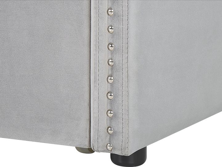 Actual product image Beliani Daybed extendable velvet fabric light grey slatted frame 90 x 200 cm TROYES (90 x 200 cm)
