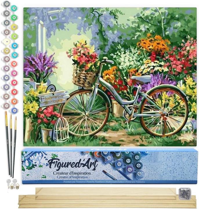 IDEYKA Dipingi Con I Numeri – Il Mondo Dei Fiori, Kit 40x50cm Su Tela Telaio, Colori Acrilici, Cornice Inclusa