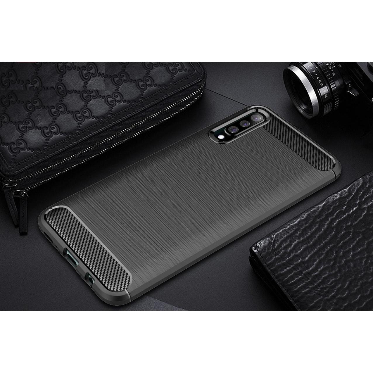 Thumbnail - Screenguard Samsung Galaxy A30s Hülle Carbon Brushed Soft TPU (Samsung Galaxy A30s), Smartphone Hülle, Schwarz
