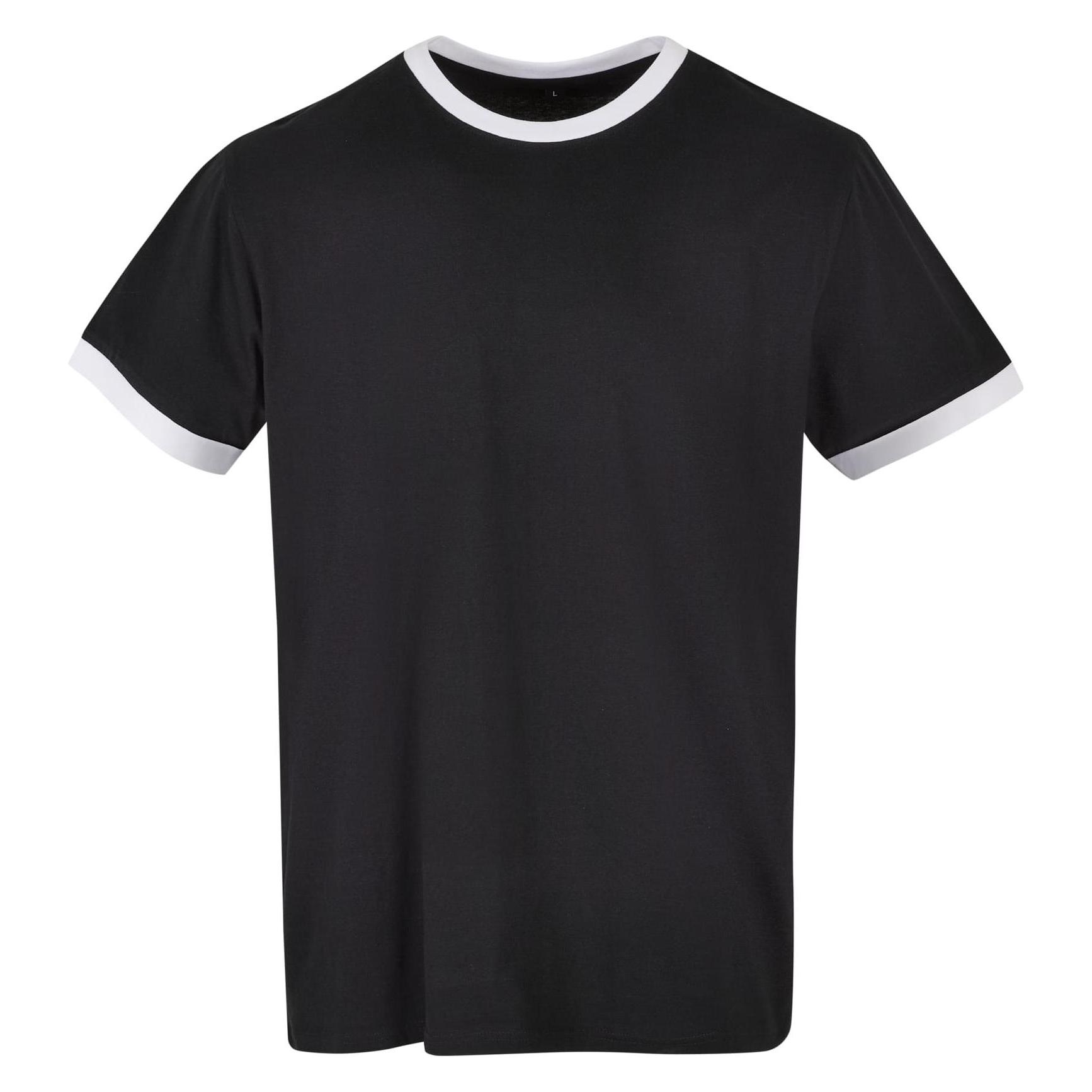 Build Your Brand, Herren, Shirts, Men's Ringer Tee, Weiss, Schwarz, Mehrfarbig, (L)