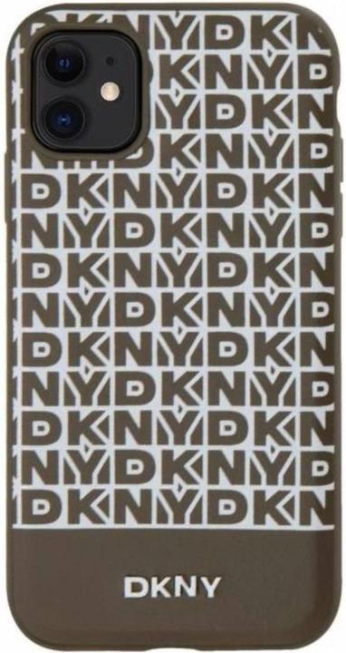 Produktbild DKNY PU Leather Repeat Pattern Bottom Stripe MagSafe Case for iPhone 11 Brown (Apple iPhone 11)