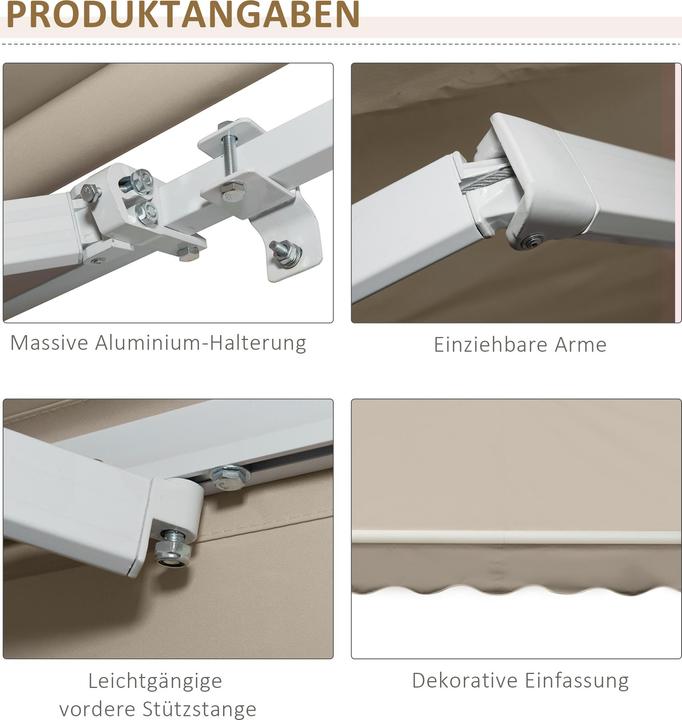 Actual product image Outsunny Gelenkmarkise mit Handkurbel (2.45 m)